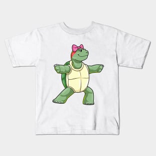 Turtle at Yoga Stretching Legs Kids T-Shirt